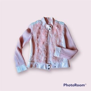 VNTG Julia brand GENUINE FUR cropped jacket in SOFT PINK size S